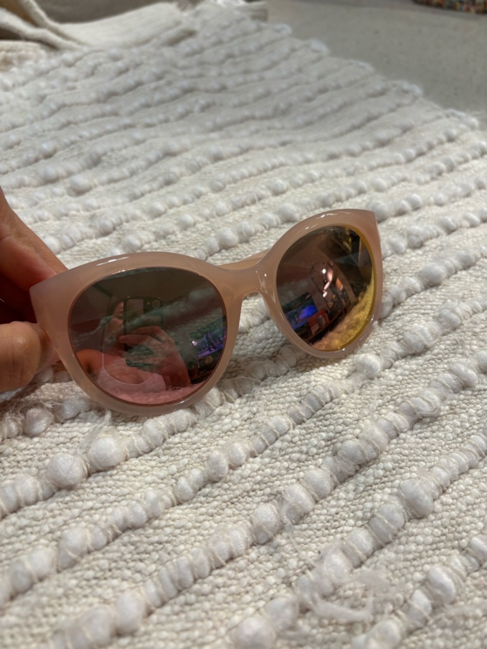 Michael Kors Blush Pink Round Sunglasses with Mirrored Lenses